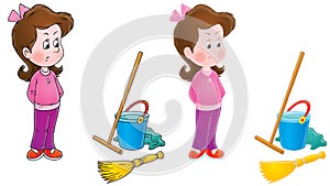 Capricious girl and housework photo