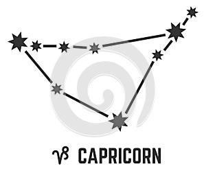 Capricorn constellation. Night sky star sign. Zodiac symbol