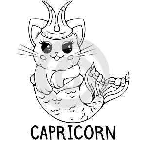 Capricorn cute cartoon zodiac cat