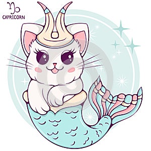 Capricorn cute cartoon zodiac cat color