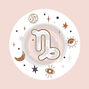 Capricorn Horoscope sign vector - Zodiac astrology element. Esoteric symbol for logo or icon.