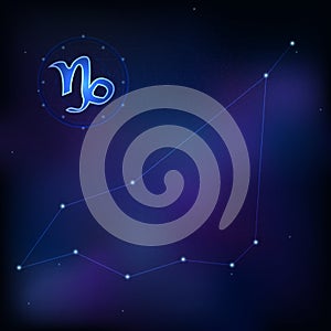 Capricorn horoscope star sign in twelve zodiac with galaxy background. vector illustration