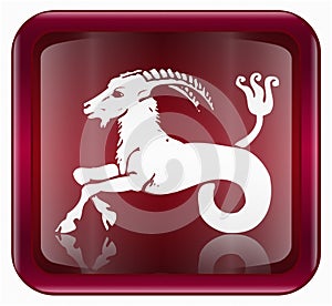 Capricorn zodiac icon red.