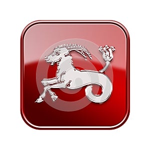 Capricorn zodiac icon red.