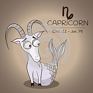 Capricorn zodiac sign, character for horoscope design in vector