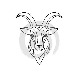 Capricorn zodiac sign in line art style