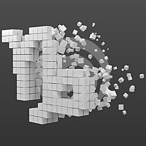 Capricorn zodiac sign shaped data block. version with white cubes. 3d pixel style vector illustration