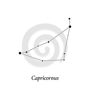 Capricornus sign. Stars map of zodiac constellation. Vector illustration photo