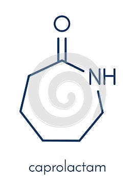 Caprolactam, the building block of Nylon-6 polycaprolactam plastic. Skeletal formula.