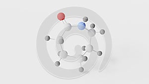 caprolactam molecule 3d, molecular structure, ball and stick model, structural chemical formula cyclic amide