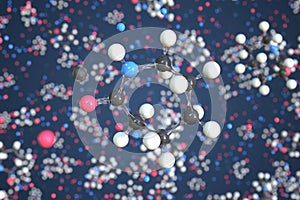 Caprolactam molecule, conceptual molecular model. Scientific 3d rendering