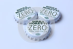 Caps of beer and beverage