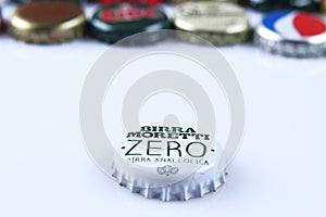 Caps of beer and beverage