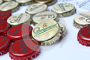 Caps of beer and beverage