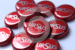 Caps of beer and beverage