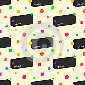 Caps Lock keyboard buttons and abstract geometric shapes colorful pattern background for International Caps Lock Day