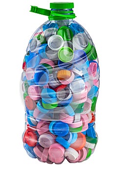 Caps in a plastic bottle