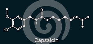 Capsaicin,  alkaloid, C18H27NO3 molecule. It is chili pepper extract with non-narcotic analgesic properties. Structural chemical