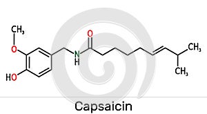 Capsaicin,  alkaloid, C18H27NO3 molecule. It is chili pepper extract with non-narcotic analgesic properties. Structural chemical