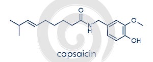 Capsaicin chili pepper molecule. Used in food, drugs, pepper spray, etc. Skeletal formula. photo