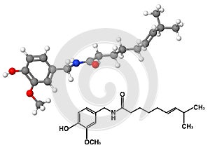 Capsaicin molecule with chemical formula photo