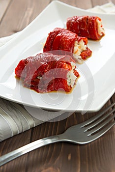 Capsicum and rice roulade