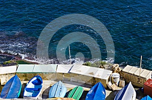 Capsized fishing boats