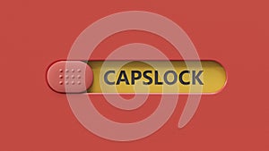 CapsLock.3D illustration of slide switch spelling.,