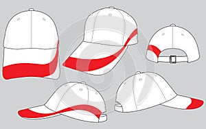Baseball Cap Design Vector White / Red