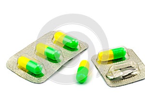 Capsule of antibiotic and packages