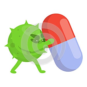 Capsule antibiotic resistance icon, cartoon style