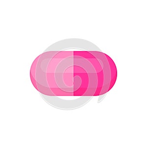 Capsule drug pink isolated on white, icon pink capsule single, clip art capsules, medicines, tablets, capsules, drug of