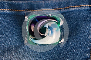 Capsule gel for washing jeans stack.