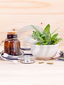 Capsule of herbal medicine alternative healthcare .