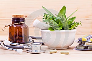 Capsule of herbal medicine alternative healthcare.