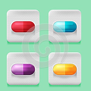 Capsule Medical Package Design Set Vector