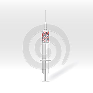 Capsule medicines in Syringe with shadow