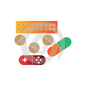 Capsule pill icon, drug dispensary. vector design photo