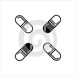 Capsule Pill Icon, Medicine Capsule Pill Icon, Pharmaceutical Dosage