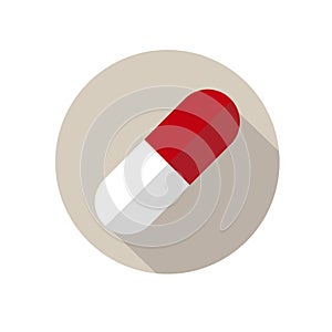 Capsule Pill Round Flat Medical Icon Illustration