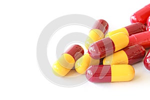 Capsule pills red and yellow