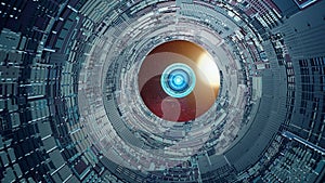 Command module separating from space station. Futuristic Concept Design