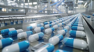 The automated pill production. AI generated photo