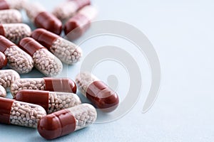 Capsules on a blue background