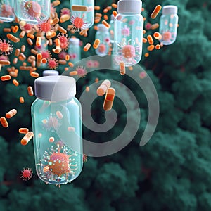 Capsules designed for sanitation, nursing, virus protection, 3D rendering