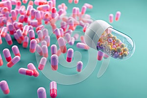 Capsules designed for sanitation, nursing, virus protection, 3D rendering