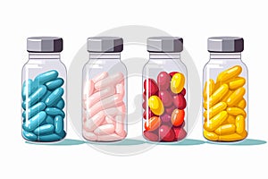 capsules in glass bottle vector flat isolated vector style illustration