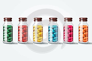 capsules in glass bottle vector flat isolated vector style illustration
