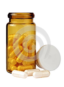 Capsules isolated over white