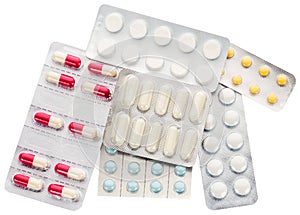 Capsules and pills packed in blisters